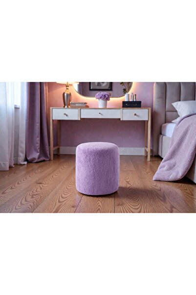 Framgan Teddy Düz Puff - Yuvarlak Puf – Makyaj Masası Pufu - Dekoratif Ayak U...