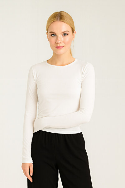 RABTEKS Γυναικεία μαύρη ελαστική καθημερινή μπλούζα με στρογγυλή λαιμόκοψη Soft Touch