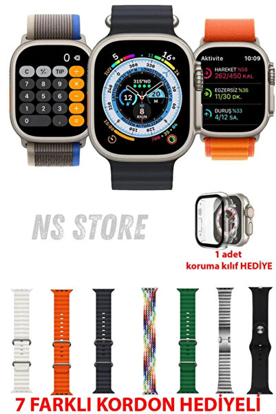 NS Store 7 KORDON VE KASA KORUMA HEDİYELİ AKILLI SAAT SMART WATCH GÜNCEL SÜRÜ...
