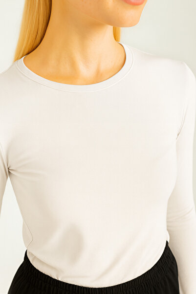 RABTEKS Γυναικεία μαύρη ελαστική καθημερινή μπλούζα με στρογγυλή λαιμόκοψη Soft Touch