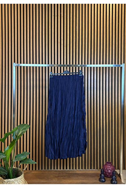 JESSE STORY Жіноча синя спідниця з краєм, зім'ята тканина, максі-спідниця, парашутна тканина