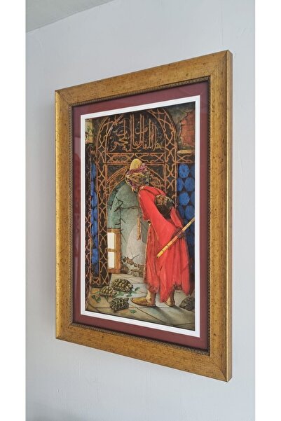 Marina Hediyelik Üç Boyutlu - Kaplumbağa Terbiyecisi Temalı Rölyef Tablo - 61x43 Cm