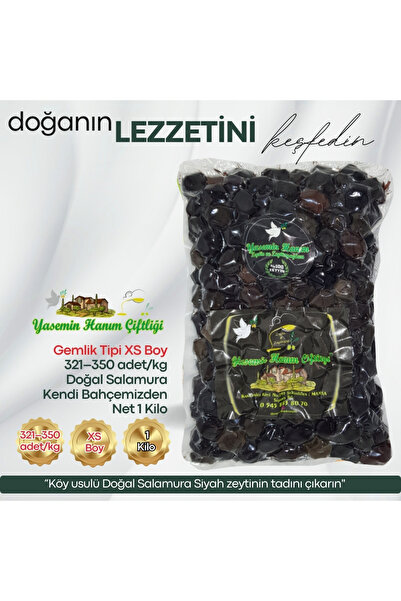Yasemin Hanım Çiftliği Gemlik Tipi Doğal Siyah Zeytin 1000 Gr