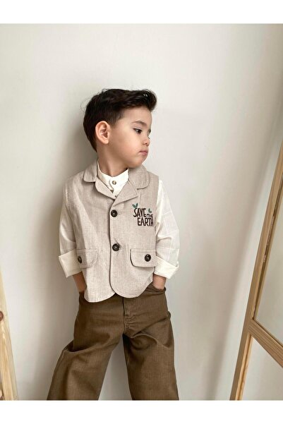 miabambim Costum pentru bărbați cu vestă maro Joy