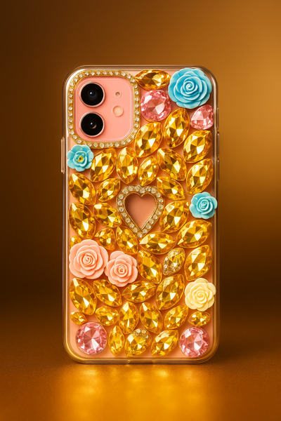 OSG iPhone 11 Compatible Ultra Premium Protective Case with Mirror and Rose Gold Stone Slab
