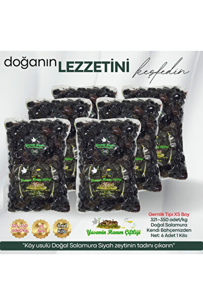 Yasemin Hanım Çiftliği Gemlik Tipi Doğal Siyah Zeytin 6X1000 Gr