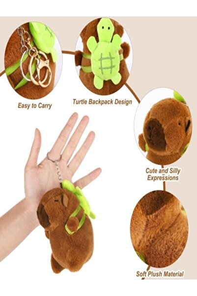 lstri Kapibara Seçimli peluş capybara anahtarlık(1adet]çilek şapkalı kaplumba...