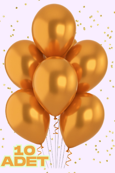 Baloncu Nene 10 Adet Metalik Turuncu Parlak Balon Doğum Günü Kutlama Süs ve M...