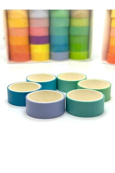 Padme studio Renkli Kağıt Bant/15mmx2m/sugar Style/mavi-yeşil Tonlar