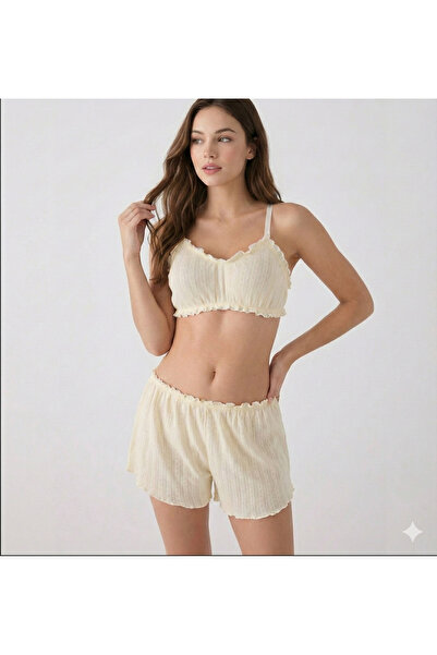 Lola Of Shine Romeo %100 Pamuklu 3’lü Pijama Takımı Bralet Şort Külot Seti