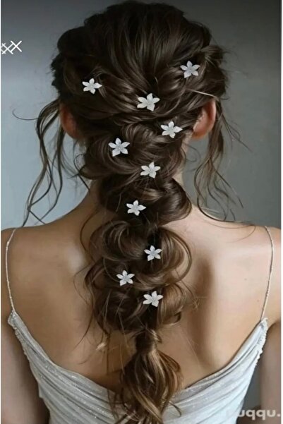 ASİMEL TASARIM 10 adet ekru renk papatya saç aksesuarı düğün kına nikah nişan