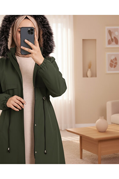 Modamorfo Χακί παλτό Bondit - Κουκούλα και κορδόνι τούνελ