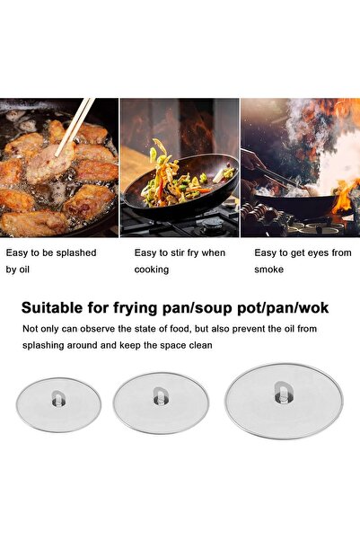 fulina Splatter Screen for Cooking Stainless Steel Grease Splatter Guard for Frying Pan, No Burns Set of 3