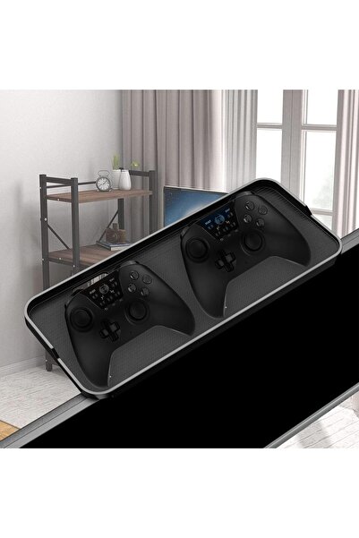 fulina رف علوي لشاشة التلفزيون وشاشة كمبيوتر قابلة للتعديل لمكتب المكتب وصندوق الوسائط ووحدة التحكم في الألعاب