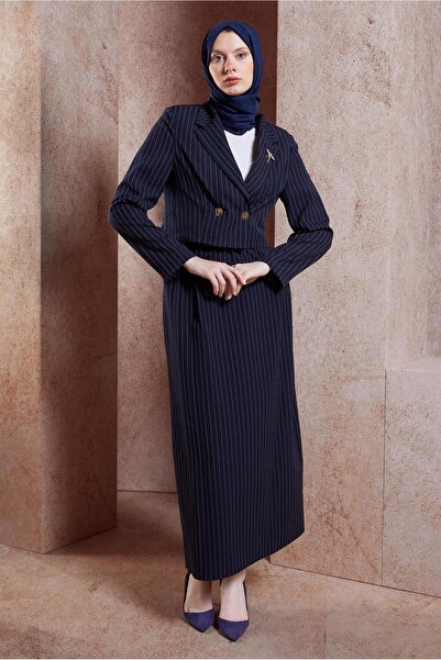 Alvina 44719 Σετ ριγέ φούστα με μοντέλο καρφίτσα