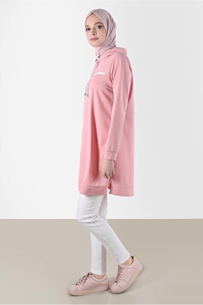 Alvina 42852 Model Hooded Two Colors Tracksuit Tunic