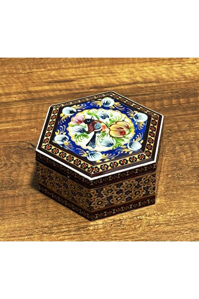 Arsita İran’ın El İşlemesi Hatem Mücevher Kutusu ,altigen 8x 11 cm