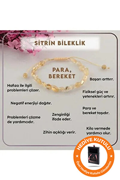 OSMANLI DOĞAL TAŞ Orijinal & Sertifikalı Sitrin Doğal Taş Kutulu El Yapımı Yılbaşı Hediyesi Para Bereket Bileklik