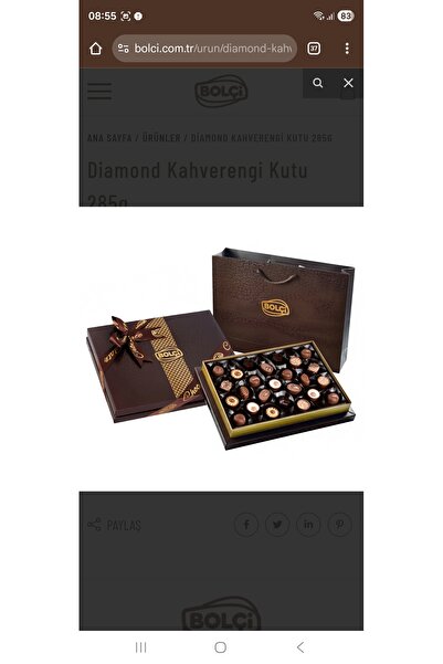 Bolçi Kahverengi Hediyelik Çikolata Diamond 285 gram
