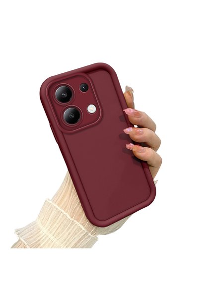 quırkshıeld Redmi Note 13 Compatible Silicone Material Shockproof Burgundy Color Case