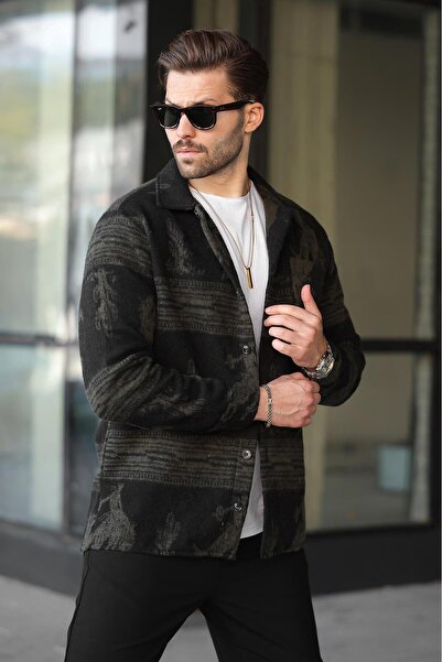 Madmext Ανδρικό πουκάμισο ξυλοκόπος με μοτίβο χακί 6727