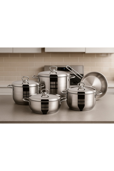 SAHABA طقم اواني طهي استيل 9 قطعة صناعة تركية بونيرا