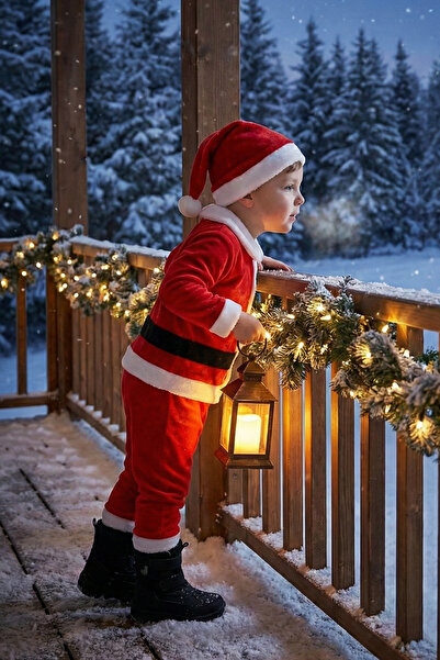 Mashotrend Noel Baba Kostümü - Polarlı Noel Baba Kıyafet (4 Parça) - Noel Cos...