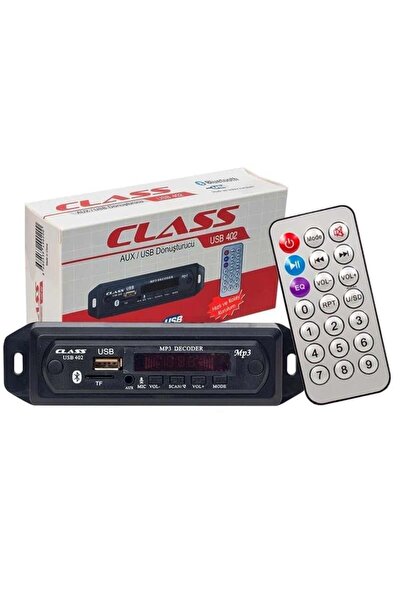 Class Bluetooth-USB-SD-MMC-Aux-Mikrofonlu-Kumandalı Oto Teyp Çevirici Dijital Player USB-402