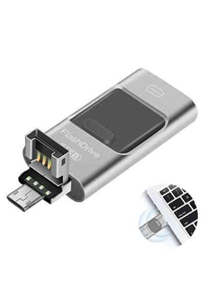 Powermaster Pm-16238 8Gb Otg Flash Memory 4in1 Lightning Type-C Usb-A Micro-Usb Ios Android Pc Compatible