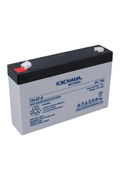 Yokohama Batteries Yokohama YH-67.0 6 Volt - 7 Amper Akü (150x50x94 mm)
