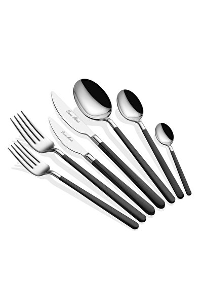 Dame Marie Allegra Black Siyah Çatal Kaşık Bıçak Takımı 42 Parça 6 Kişilik