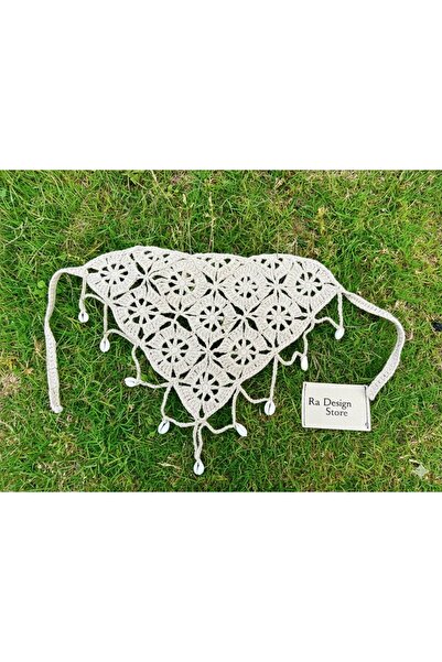 RA Design Bandana tricotată manual cu detalii de scoici de mare