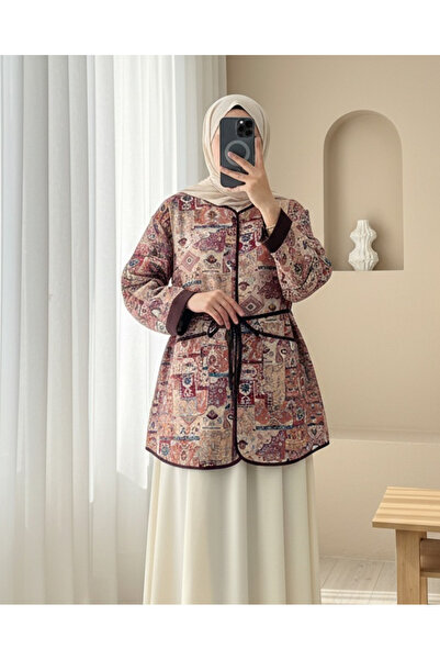 Modamorfo Μπουφάν με έθνικ σχέδιο με διπλωμένο μανίκι και κορδόνι στη μέση -G.Kurusu