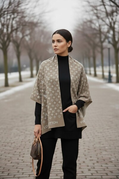 Onur Poncho - Woven Fabric Knitwear Hijab Poncho Winter Keep Warm Outerwear Quality Fashion Store