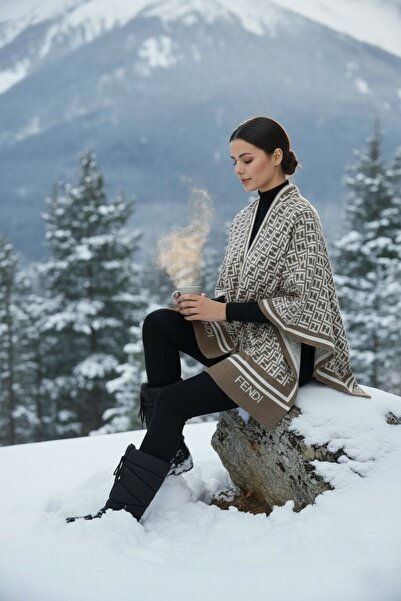 Onur Poncho - Woven Fabric Knitwear Hijab Poncho Winter Keep Warm Outerwear Quality Fashion Store