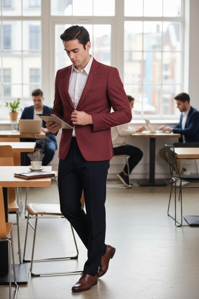 Frappoli Ανδρικό μπουφάν Cencio μπορντό Diagonal Suede Slim Fit Mono Collar Sports Blazer