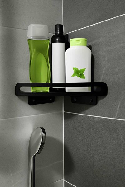 ESC STEEL ÜÇGEN BANYO RAFI DUVAR TİPİ SIYAH ( 4 ADET VİDA DÜBEL DAHİL ) PASLA...