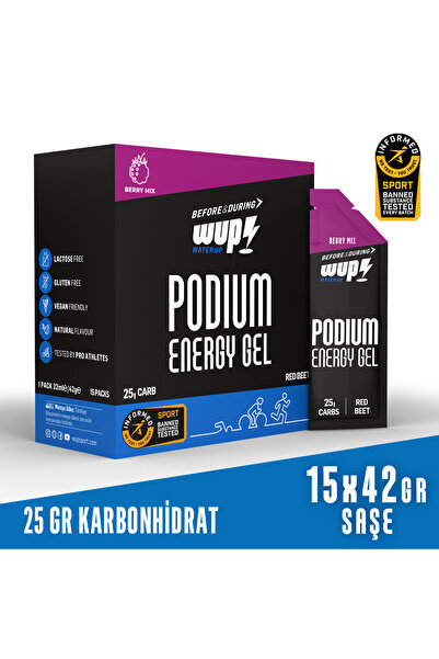 Water Up WUP Podium Enerji Jeli, Berry Mix Aromalı, 15 Saşe 42 gr