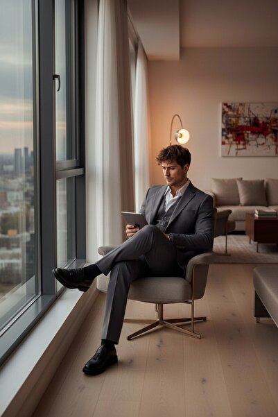 Frappoli Ανδρικό υφασμάτινο μπουφάν από πολυβισκόνη ανθρακί Celiato + παντελόνι + σετ κοστούμι με γιλέκο εφαρμοστό κοστούμι