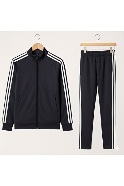 YusGos Women's Zippered Diving Scuba Fabric High Quality Bottom Top Sports Tracksuit Set Anthracite m