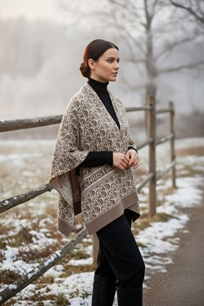 Onur Poncho - Woven Fabric Knitwear Hijab Poncho Winter Keep Warm Outerwear Quality Fashion Store