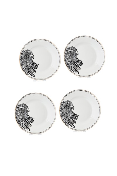 HIC flat porcelain dessert plates 4 Piece set