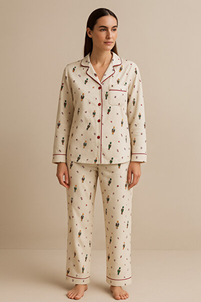 Katia&Bony طقم بيجامة نسائية بتصميم عيد الميلاد إكرو