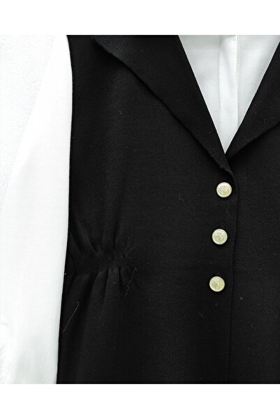 Modamorfo Buttoned V-Neck Vest Pants Knitwear Set -Black