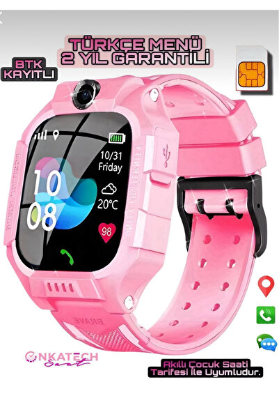 Onkatech Sim Kartlı Gps Lbs Konum Takipli Akıllı Çocuk Saati ( Btk Kayitli Ye...