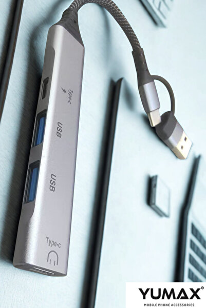 yumax 7in1 Type-C USB Hub | 4K HDMI | USB3.0 + USB2.0 + SD/TF Kart Girişi | 1...