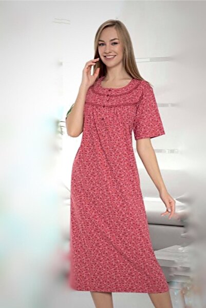 ATINÇ Kısa Kollu Beden Pamuk Penye Anne Gecelik