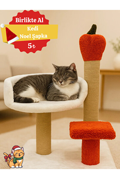 Komano Pontika 🍎   Stylish and Fun! Plush Cat Scratching and Resting Board with Carrot Detail – Compact and Comfortable 🐾