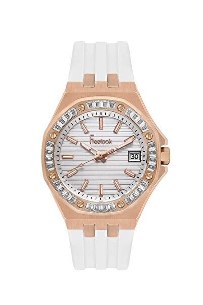 Freelook FL.1.10452-4 Silikon Kordon Taşlı Tasarım Takvimli Beyaz Renk Kadın ...