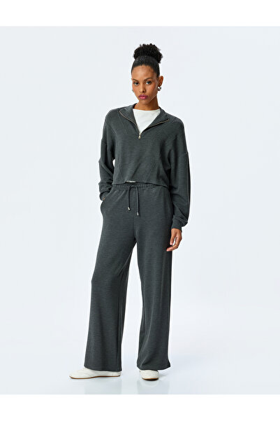 Koton Rahat Kesim Cepli Viskon Geniş Paça Eşofman Altı